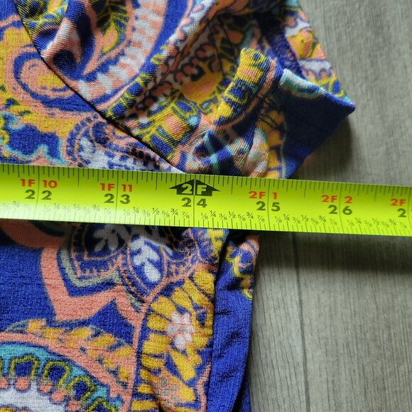 Jackie Smith Collection Womens Paisley Print V-Neck Short Sleeve Top 2X Polyeste - Picture 5 of 5